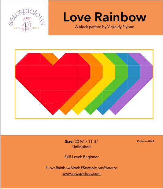 Love Rainbow Block - PDF Pattern